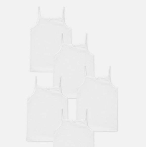 5-Pack 100% Cotton Cami Vests Bundle for Girls 12-13 Years Old - Picture 5 of 6